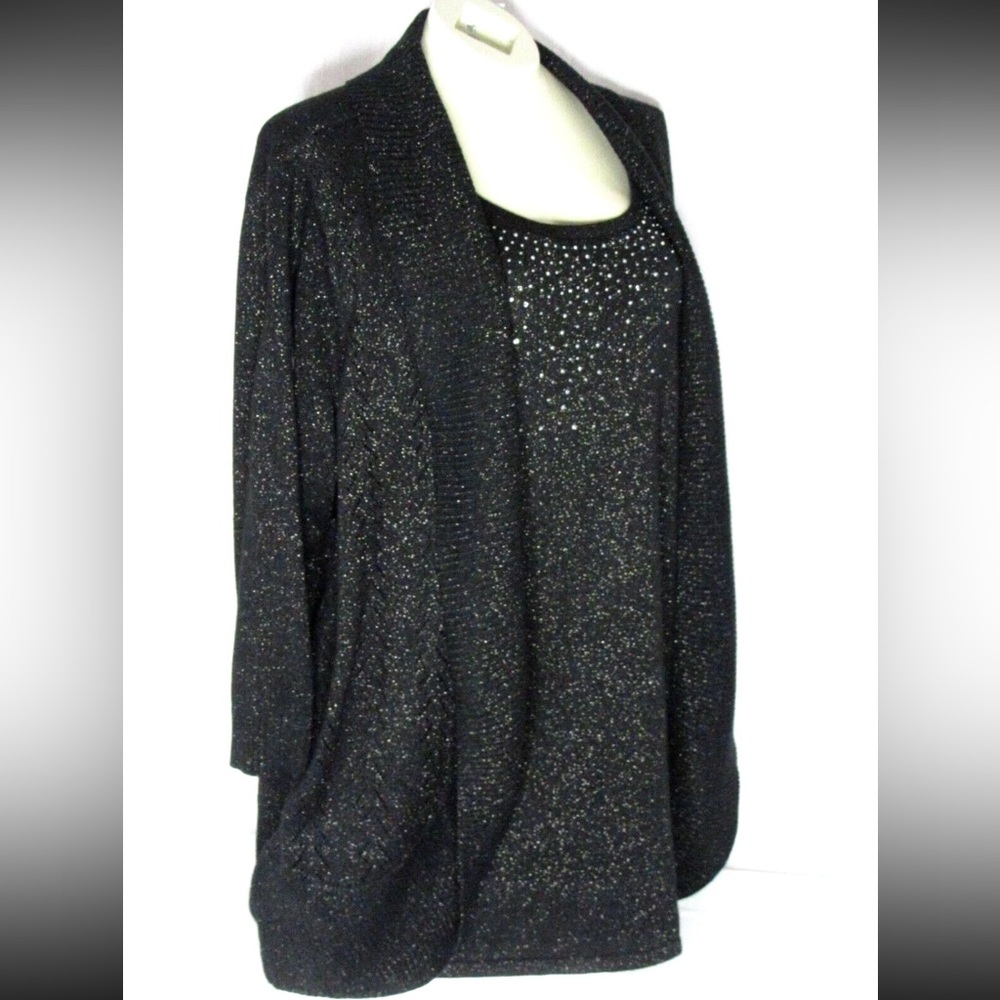 Laura Scott Black Glitter Cardigan